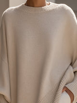 Women's Oversized Tunic Sweater with Dolman Sleeves