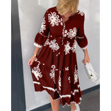 Autumn dress with floral print and elegant fit