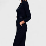 Elegant Women's Dress with Belt and Mao Collar