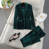 Velvet jacket and trousers for women