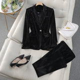 Velvet jacket and trousers for women