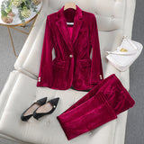 Velvet jacket and trousers for women
