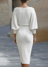 Women's Draped Batwing Midi Dress with Cowl Neckline
