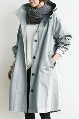Women's waterproof raincoat with hood - Long and warm