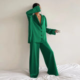 Ultra-Luxe Women’s Silk Wide-Leg Pajama Set-MODAUTLET