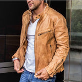 Versatile and weather resistant men's leather jacket