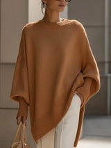 Women's Oversized Tunic Sweater with Dolman Sleeves