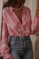 Women's Floral Print Blouse with Wide Sleeves