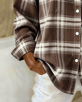 Women's Plaid Shirt with Lapel Collar | Elegant & Comfortable