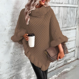 Women's Knitted Cape | Faux Fur Trim
