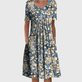 Elegant Stomach-Concealing Floral Midi Dress