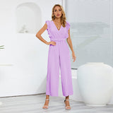 Women's Pleated Wide-Leg Jumpsuit | Flowing Cut
