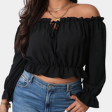 Sleek Black Off-Shoulder Top with Flattering Fit