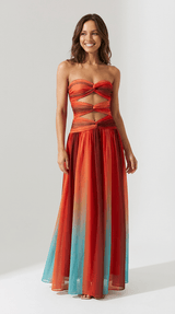 Strapless Red Maxi Dress