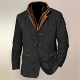 Men's Tailored Wool Blend Jacket with Stand-Up Collar