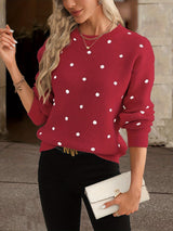 Polka dot sweater - Casual and stylish for women in fall and winter