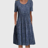 Elegant Stomach-Concealing Floral Midi Dress