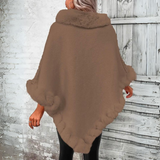 Women's Knitted Cape | Faux Fur Trim