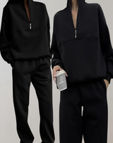 Soft Lounge Set with Quarter-Zip Sweatshirt and Comfortable Pants