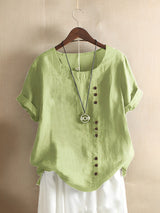 Cotton Loose short-sleeved linen top