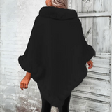 Women's Knitted Cape | Faux Fur Trim