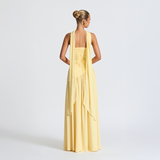 Strapless Maxi Dress with Asymmetrical Cut and High Slit