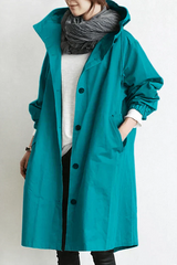 Women's waterproof raincoat with hood - Long and warm