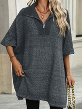 Women's pullover with quarter zipper