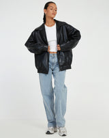 Oversized Women's PU Leather Jacket – Fashionable Look, High-Quality Faux Leather