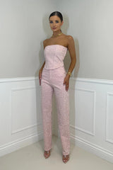 Strapless Festive Pant Set with Shimmering Details