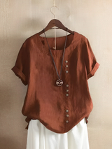 Cotton Loose short-sleeved linen top