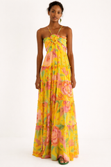 Women's Floral Maxi Dress with Spaghetti Straps