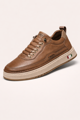 Men's Faux Leather Shoes with Thick Sole and Stitched Base