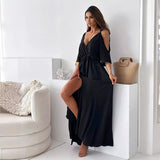 Elegant Dress with V-Neck and Side Split