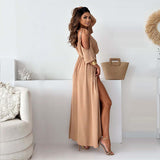 Elegant Dress with V-Neck and Side Split