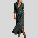Women's Plaid Maxi Shirt Dress | Cotton Blend