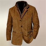 Men's Tailored Wool Blend Jacket with Stand-Up Collar
