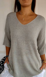Knitted top with V-neck - Evi