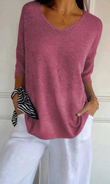Knitted top with V-neck - Evi