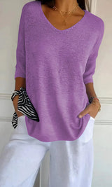 Knitted top with V-neck - Evi