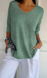 Knitted top with V-neck - Evi