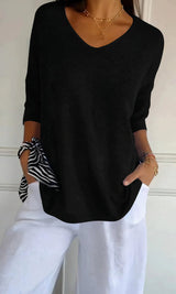 Knitted top with V-neck - Evi
