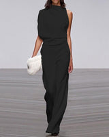 Elegant jumpsuit with high collar