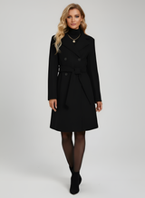 Women’s Wool Blend Belted Coat Double Breasted Long Winter Outerwear