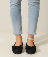 Women’s Bow Ballet Flats Suede Leather Slip-On Comfortable Everyday Shoes