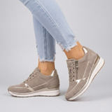 Women’s Wedge Sneakers with Side Zip and Lace-Up Design