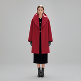 Women’s Wool Blend Midi Coat Shawl Collar Elegant Winter Outerwear