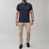 Men’s Short Sleeve Polo Shirt Cotton Blend Button Placket Casual Fit