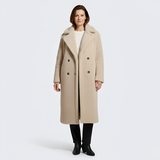 Women’s Long Teddy Coat Double Breasted Plush Outerwear for Winter