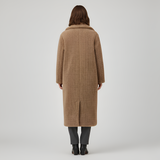 Women’s Long Teddy Coat Double Breasted Plush Outerwear for Winter